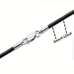 Men 3mm Wax Cord Choker Necklace Stainless Steel Clasp 16
