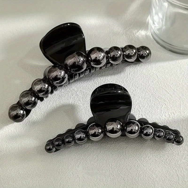 2pcs Faux Pearl Hair Claw Ponytail Holder Hair Clip