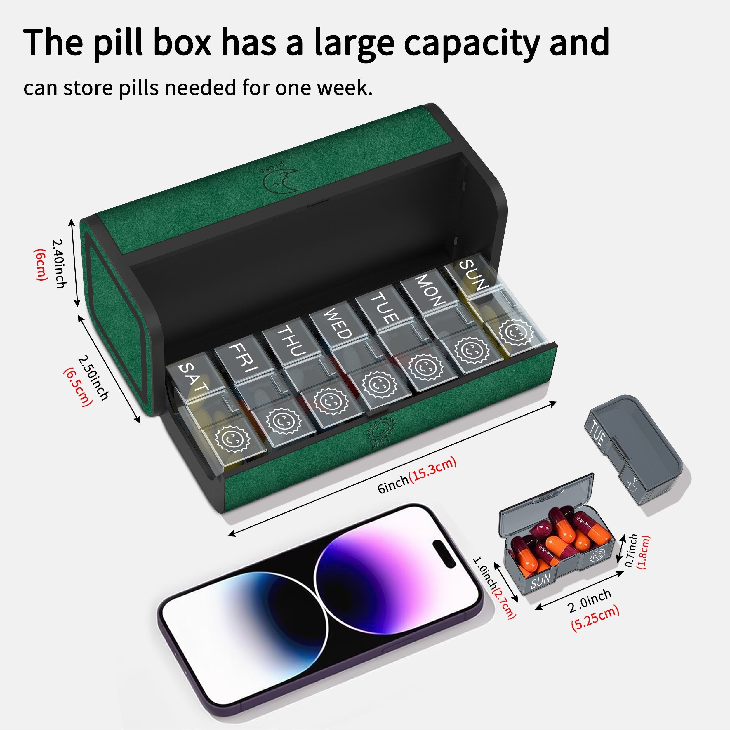 Large Capacity 2x Weekly Pill Organizer Morning/Evening Medicine Box Food Safe