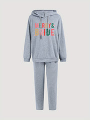 Women's Plus Art Letter Print Hooded Sweatshirt & Sweatpants Set