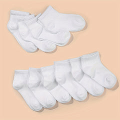 10 Pairs Kids Plain Breathable Short Socks