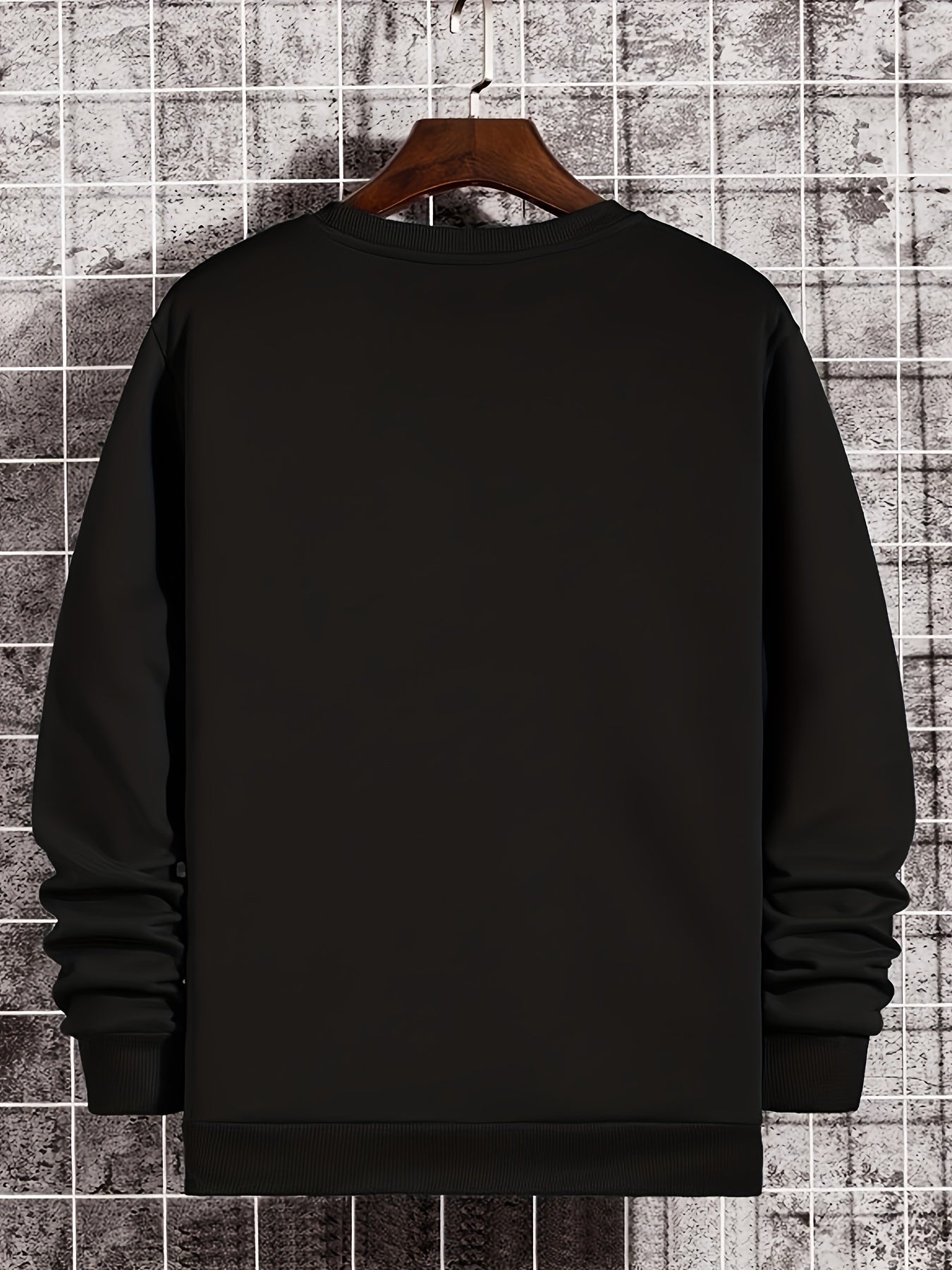 Letter Print Sweatshirt Men's Casual Graphic Pullover for Autumn Winter