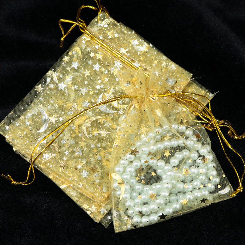 50pcs Bronzing Star Moon Organza Mesh Bag