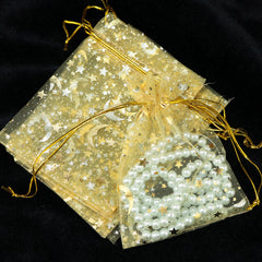 50pcs Bronzing Star Moon Organza Mesh Bag