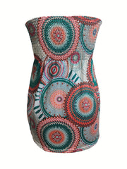 Geometric Print Shirred Tube Top Sleeveless Summer Top