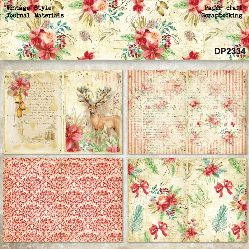 8pcs A5 Single Sided Pattern Paper Merry Christmas Background