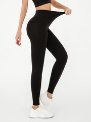 Soft Solid Sports Leggings For Women High Waisted Tummy Control