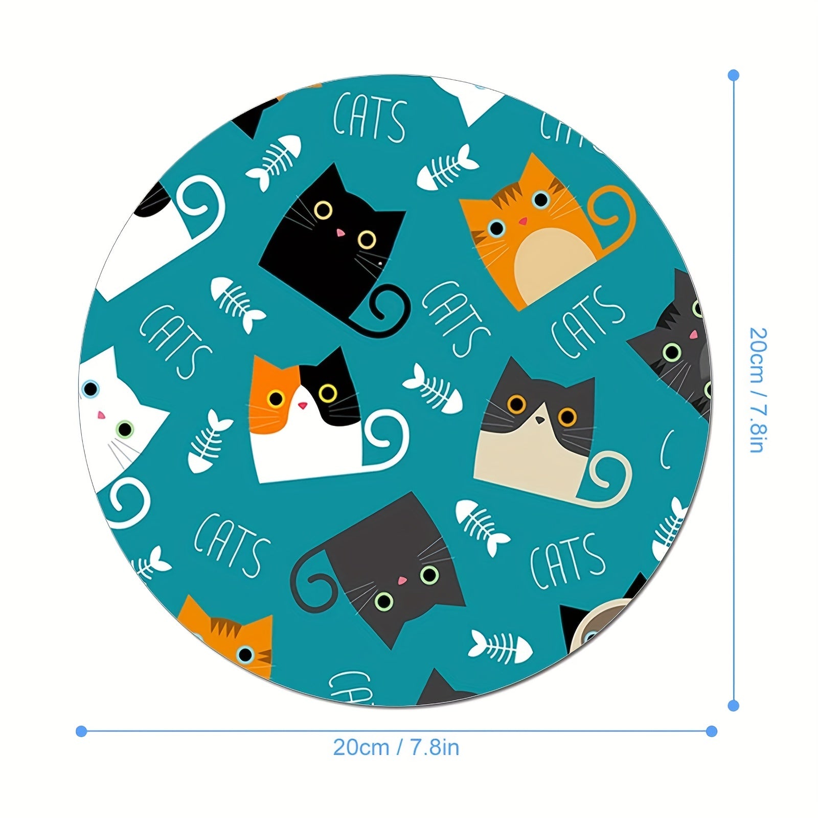 Cute Cartoon Cats Gaming Mouse Pad, Non-slip Round Mat for Office Computers