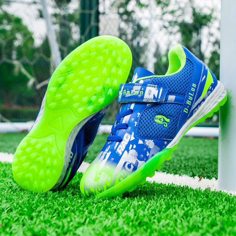 Kids Anti Skid Turf Football Boots Hook Loop Fastener Soccer Cleats