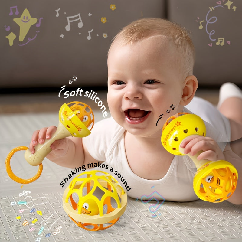 Soft Rubber Ball Rattle Stick Sand Hammer Toys