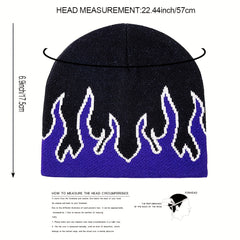 Y2K Flame Jacquard Beanie Unisex Hip Hop Knit Hat