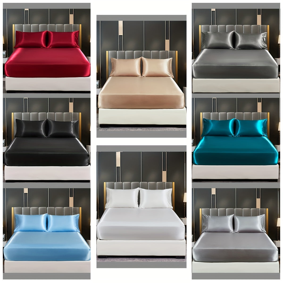 Soft Silky Satin Fitted Sheet for Bedroom, No Pillowcase