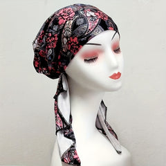 Vintage Tie Dye Print Turban Cap Boho Head Wraps Elastic Headscarf Women