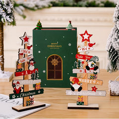 Christmas Tree Santa Claus Wooden Sign Xmas Decoration Party