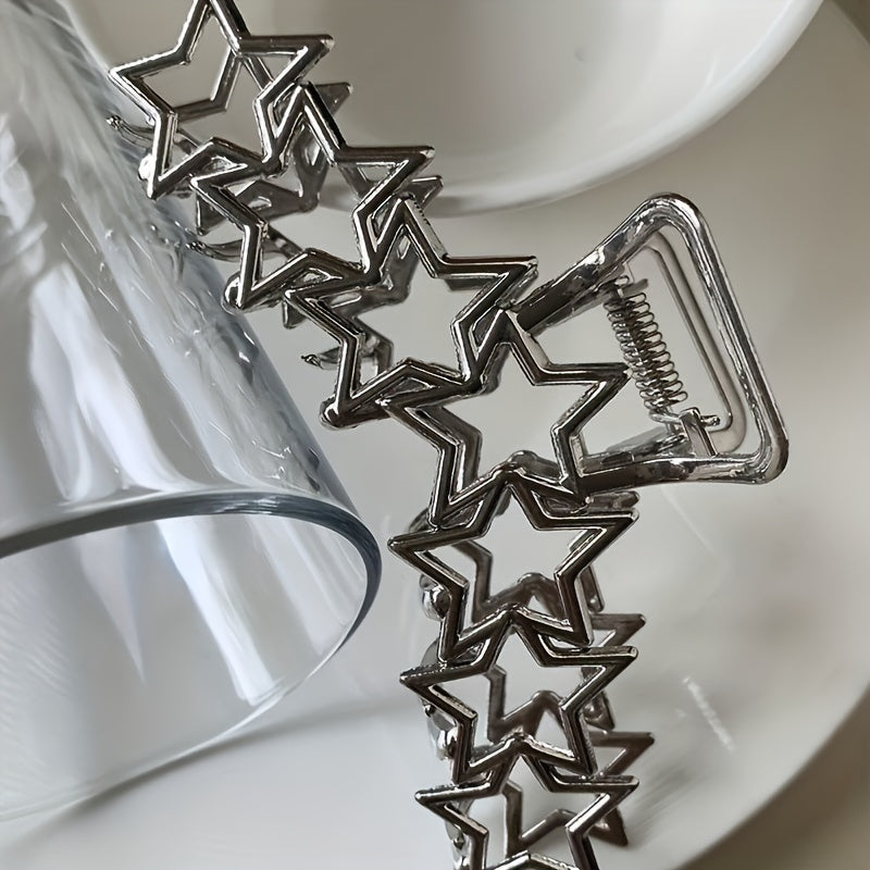 Y2K Alloy Star Hair Claw Clip Non Slip Silvery