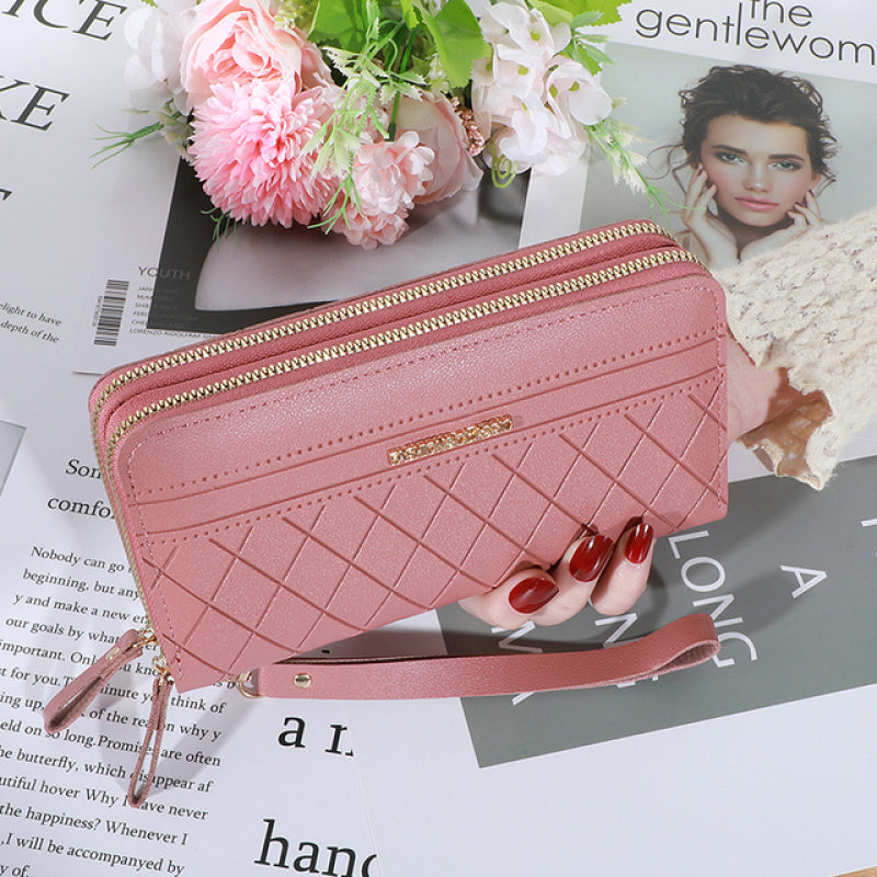 Large Capacity Zipper Coin Purse Clutch Bag with Wristband