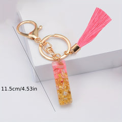 Y2K Initial Letter Keychain Pink Tassel Key Chain Resin English Letters Pendant