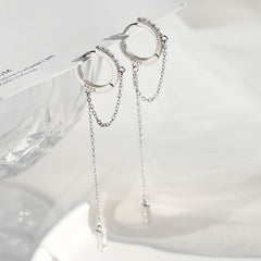 925 Silver Plated Tassel Hoop Dangle Earrings for Women