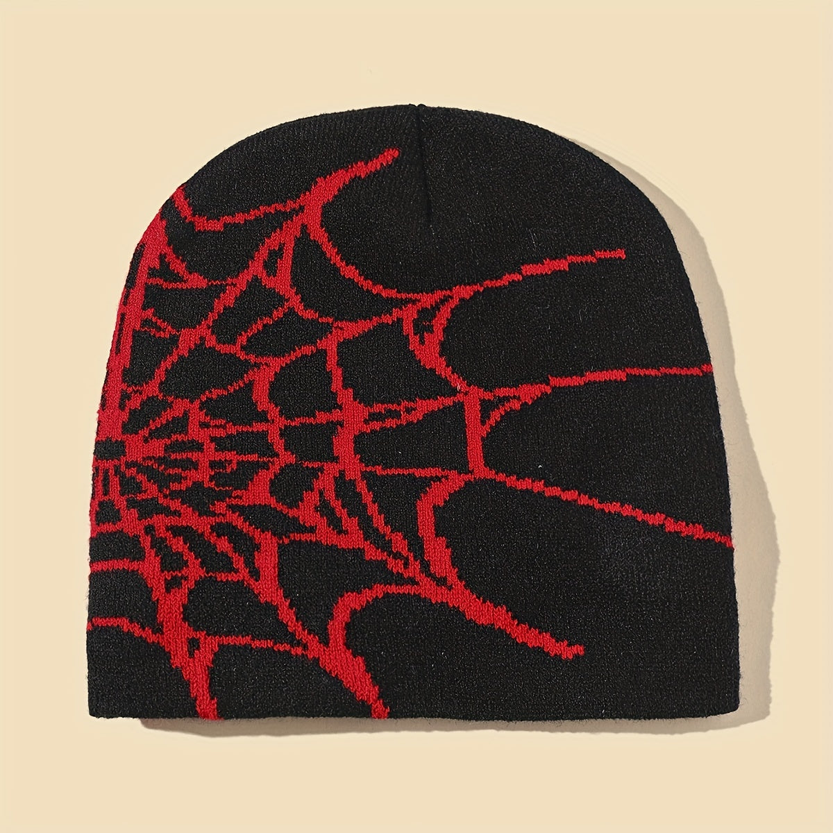 Men's Gothic Spider Web Jacquard Beanie Hat