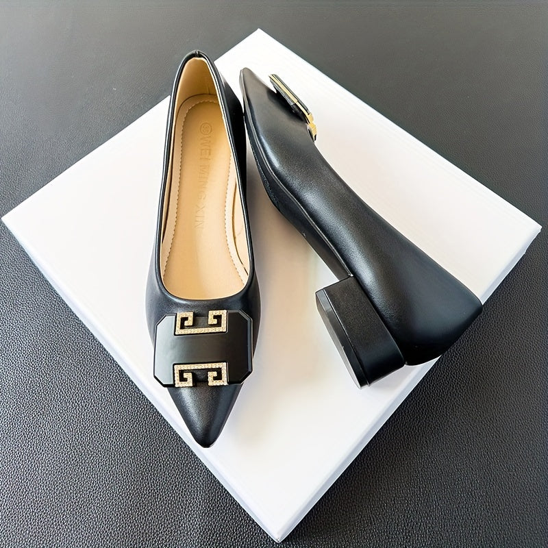 Women's Chunky Low Heels Pointed Toe Slip On Shoes