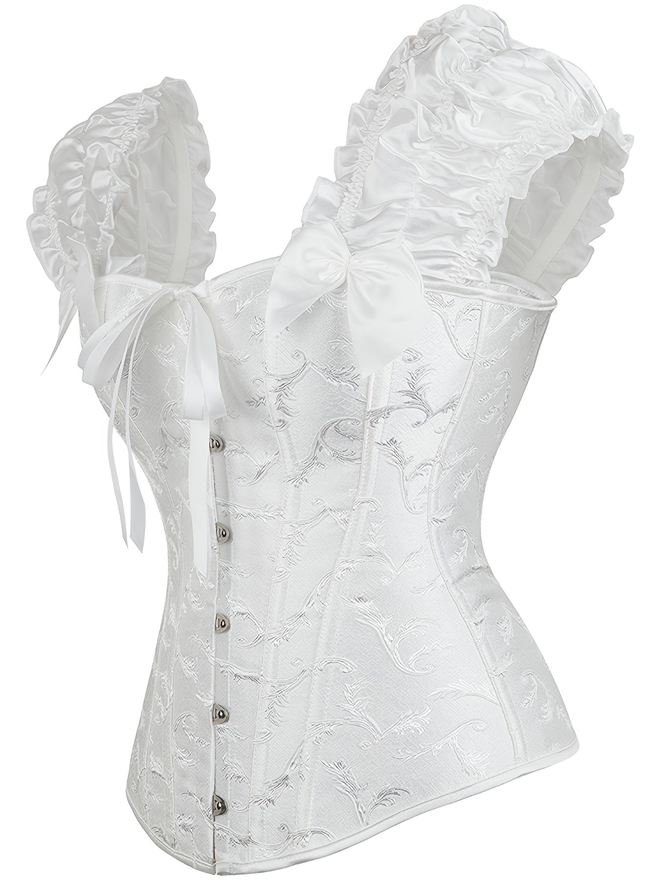 Puff Sleeve Corset Bustier Lace Up Slimmer Body Shaper
