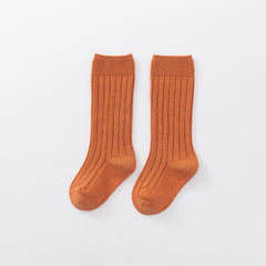 Kids Candy Color Knitted Cotton Stockings for Spring