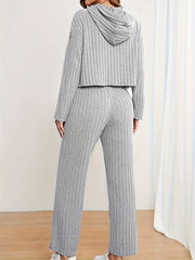  Ribbed Hoodie & Pants 2 Piece Set