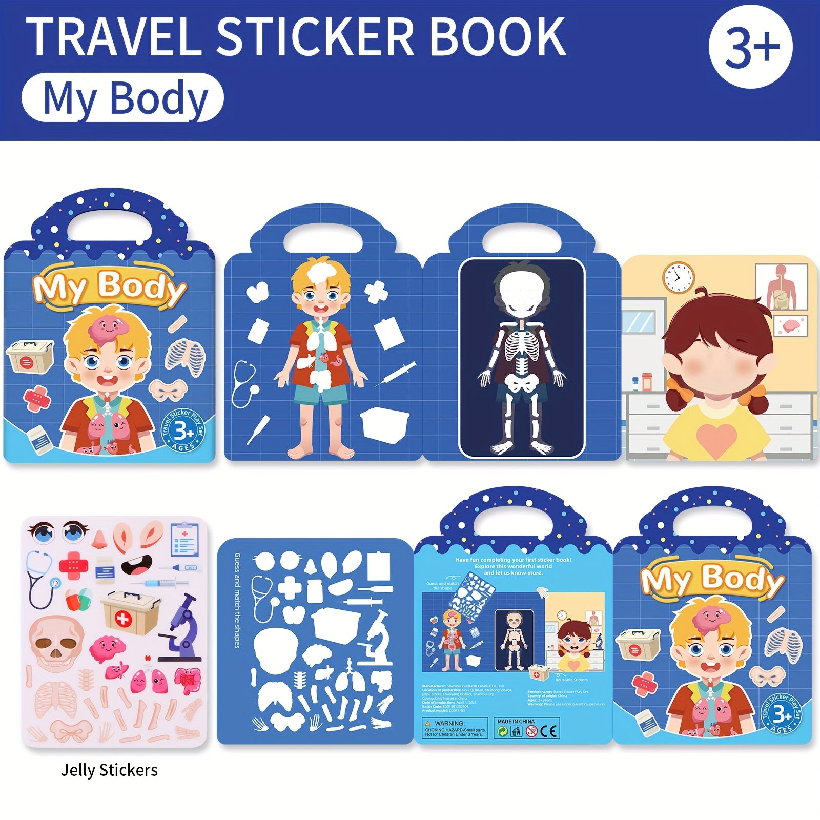Colorful Dinosaur & Animal Sticker Book - Waterproof