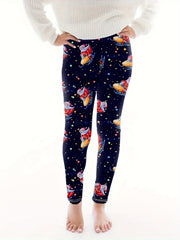  Santa Claus Print High Rise Leggings