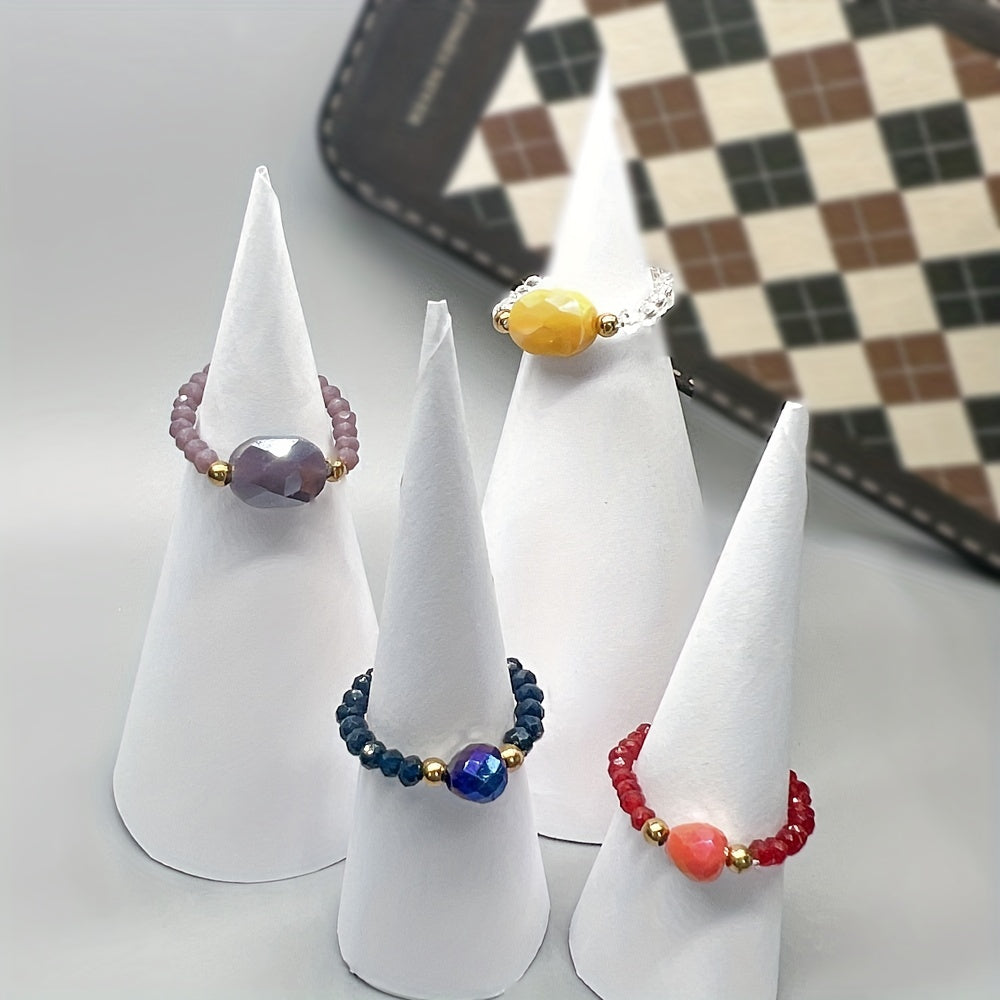 Colorful Crystal Glass Beads Ring for Women