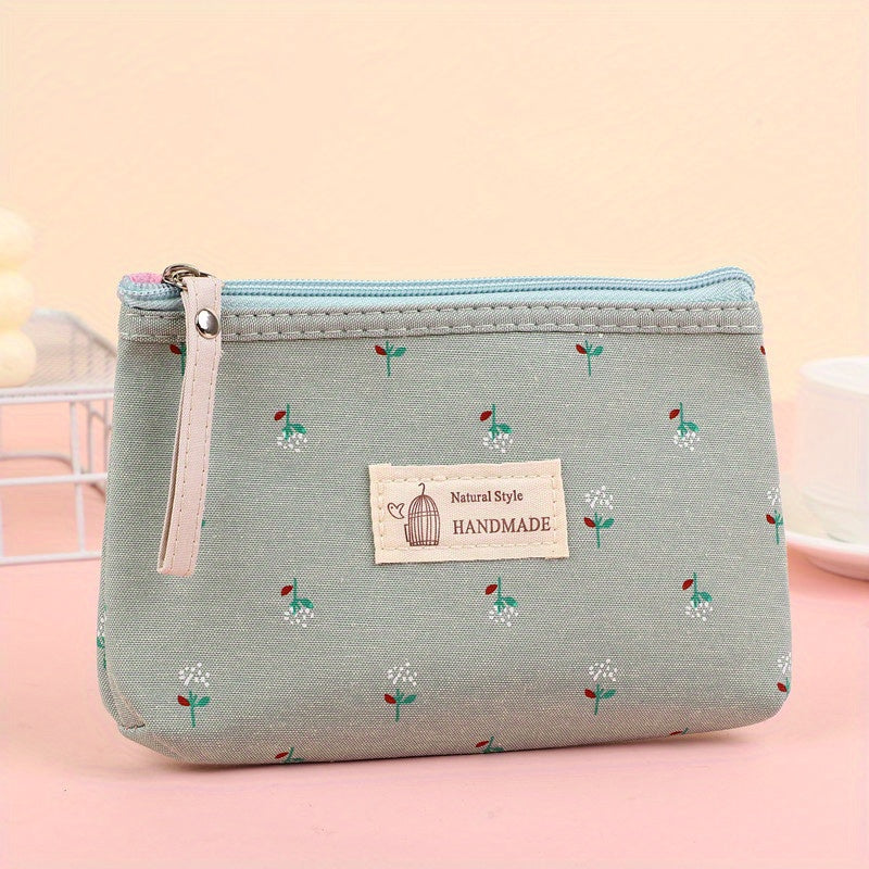 Waterproof Printed Canvas Makeup Bag Small Zipper Wash Bag