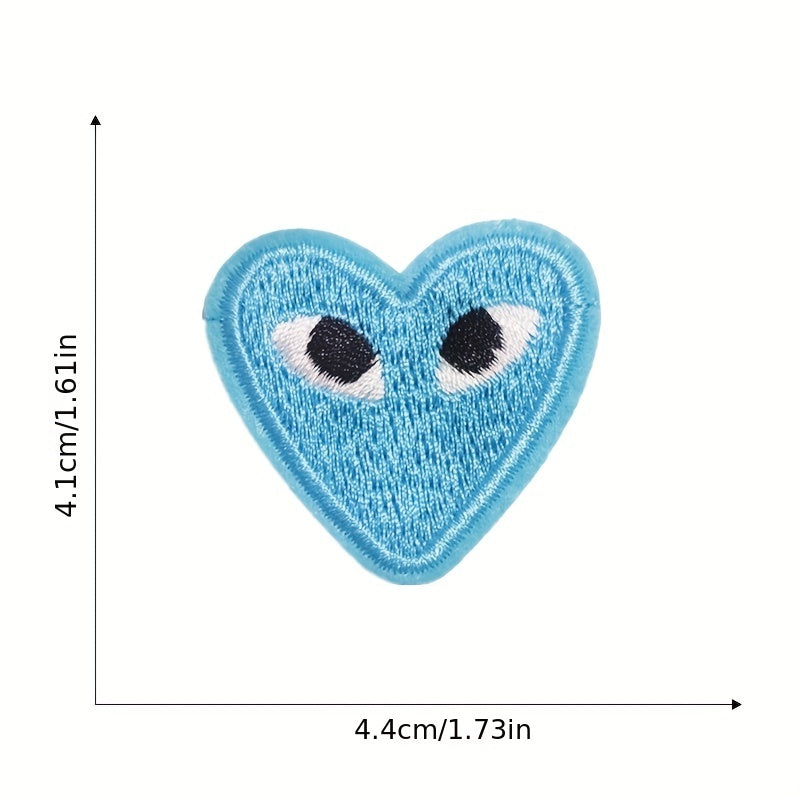14pcs Colorful Heart Iron On Patches Sew On Embroidered Applique