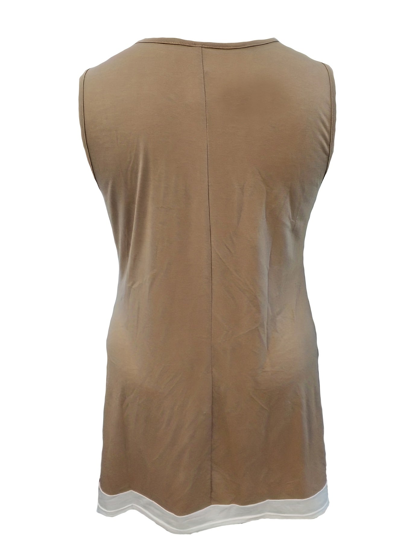  Colorblock Tank Dress with Drawstring V Neck