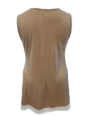  Colorblock Tank Dress with Drawstring V Neck