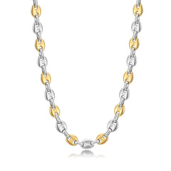 Men Stainless Steel Coffee Bean Necklace 22in Long Golden Steel
