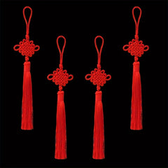 6pcs Red Chinese Knot Lanyard Tassels Hand Woven Pendant
