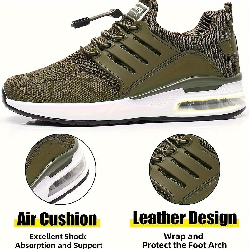 Men's Woven Knit Breathable Running Shoes Soft Sole Air Cushion Shoes