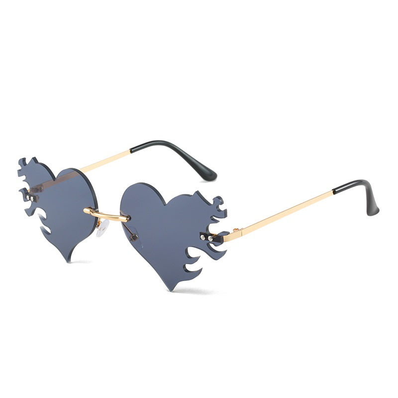 Rimless Heart Flame Sunglasses