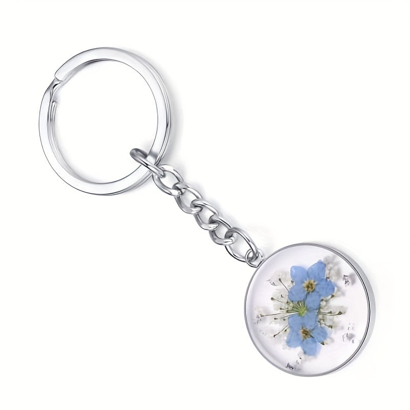 Irregular Dried Flower Keychains Women Bag Pendant Keyrings Car Keyholder