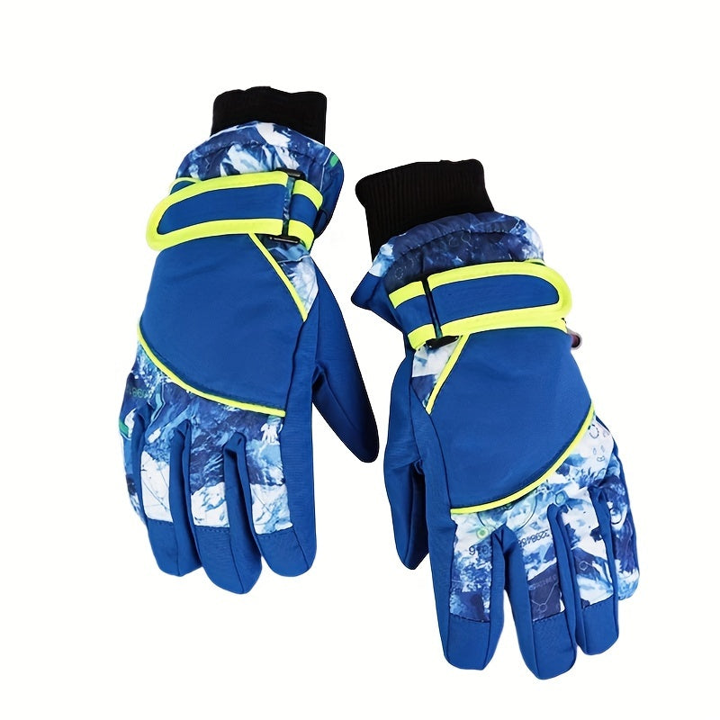 Kids Waterproof Split Finger Ski Gloves Warm Snow Gloves