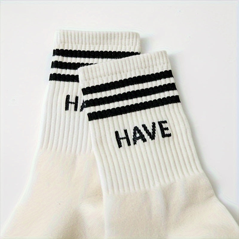 5 Pairs Letter Print Socks for Women