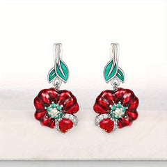 Red Zircon Dangle Earrings Romantic Wedding Jewelry