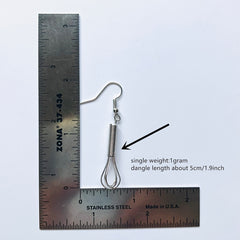 Silver Wire Wrapped Whisk Dangle Earrings Foodie Cooking Chef Gift