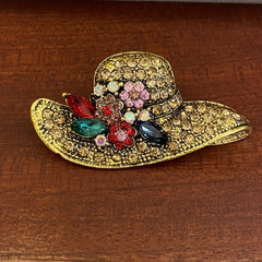 Sun Hat Rhinestone Brooch Wedding Coat Pin