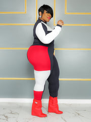 Colorblock Zip Coat & Sweatpants Set