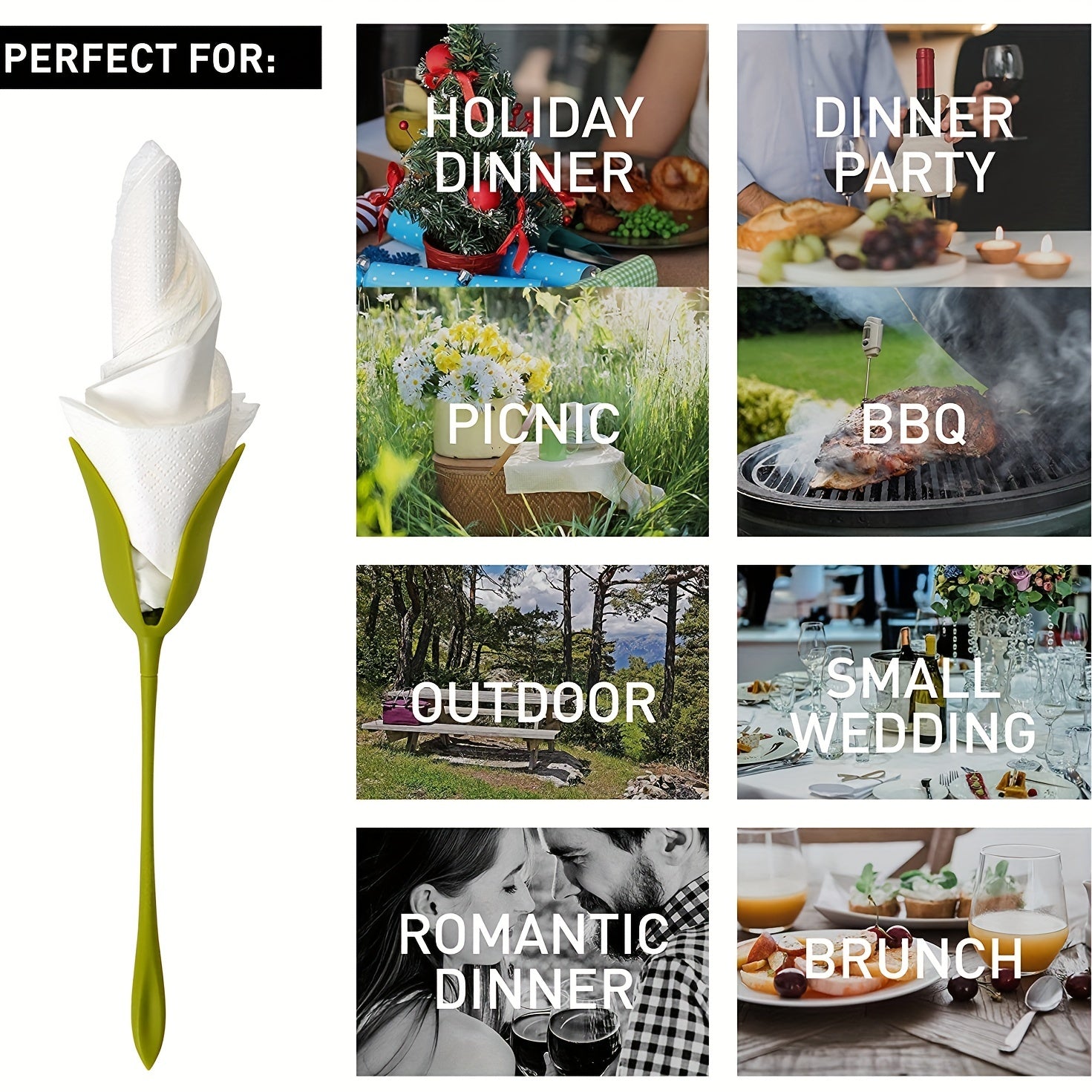 5pcs Flower Napkin Holder Table Decoration for Gatherings and Parties
