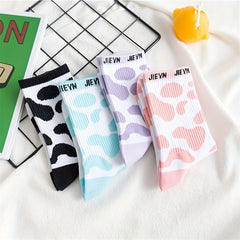 Cow Spot Print Socks Comfy Mid Tube Women's Stockings