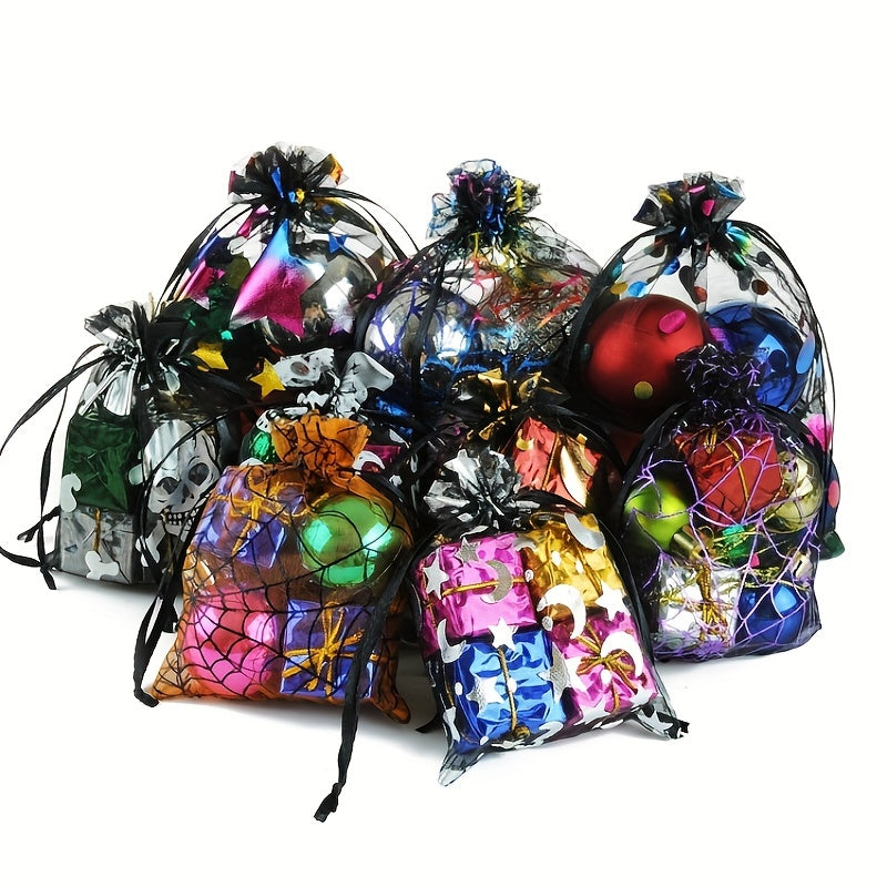 Halloween Golden Stamping Gauze Bag Spider Gauze Gift Candy Storage Bag