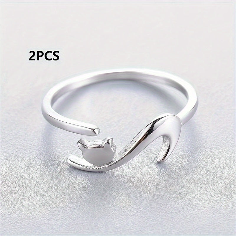 2pcs Cartoon Kitten Crochet Ring for Finger Knitting