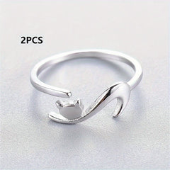 2pcs Cartoon Kitten Crochet Ring for Finger Knitting